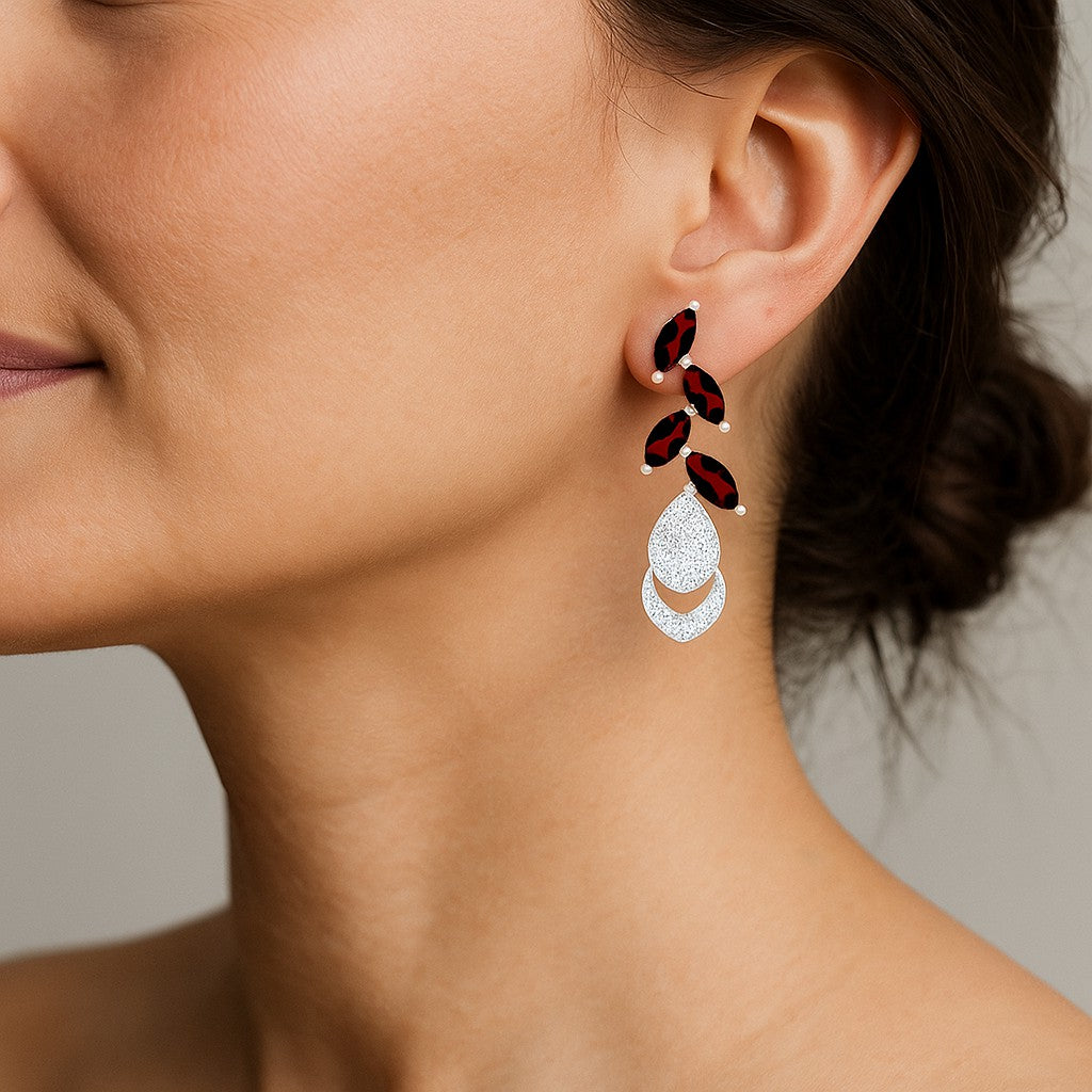 Nature-Inspired Leaf Drop Earrings | 925 Sterling Silver Birthstone Stud Earrings | Diamond Accent Gemstone Earrings | 15 Birthstone Options | Gift for Women