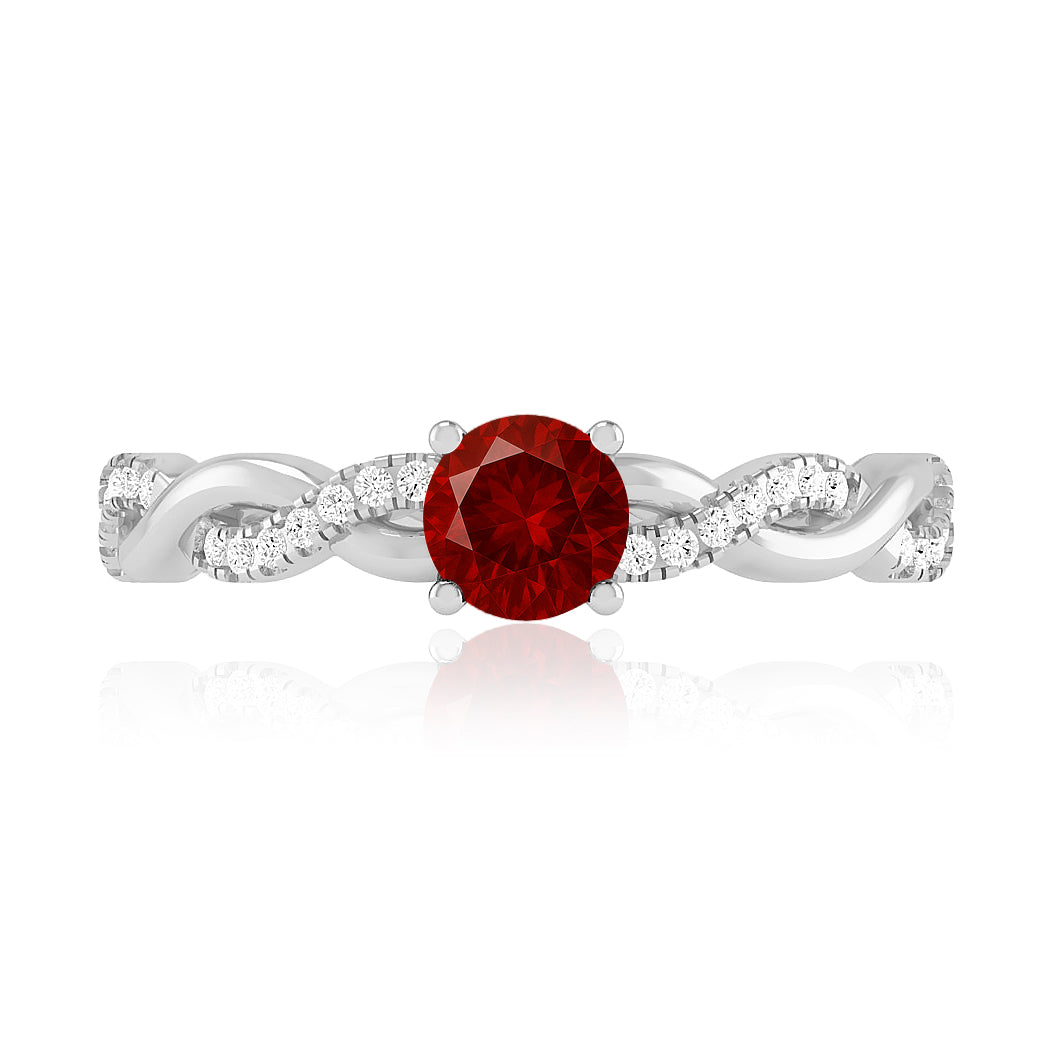 Infinity Knot Solitaire Ring | Sterling Silver Birthstone Ring | Genuine Gemstone & Diamond Studded Ring | Personalized Promise Ring | Gift for Her