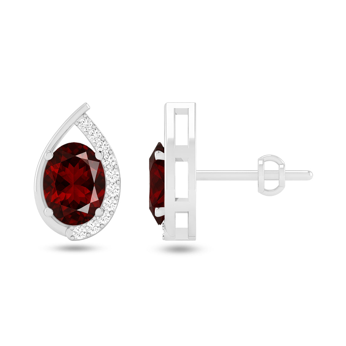 Pear Halo Stud Earrings | 925 Sterling Silver Birthstone Stud Earrings | Diamond Accent Gemstone Earrings | 15 Birthstone Options | Gift for Women (Copy)
