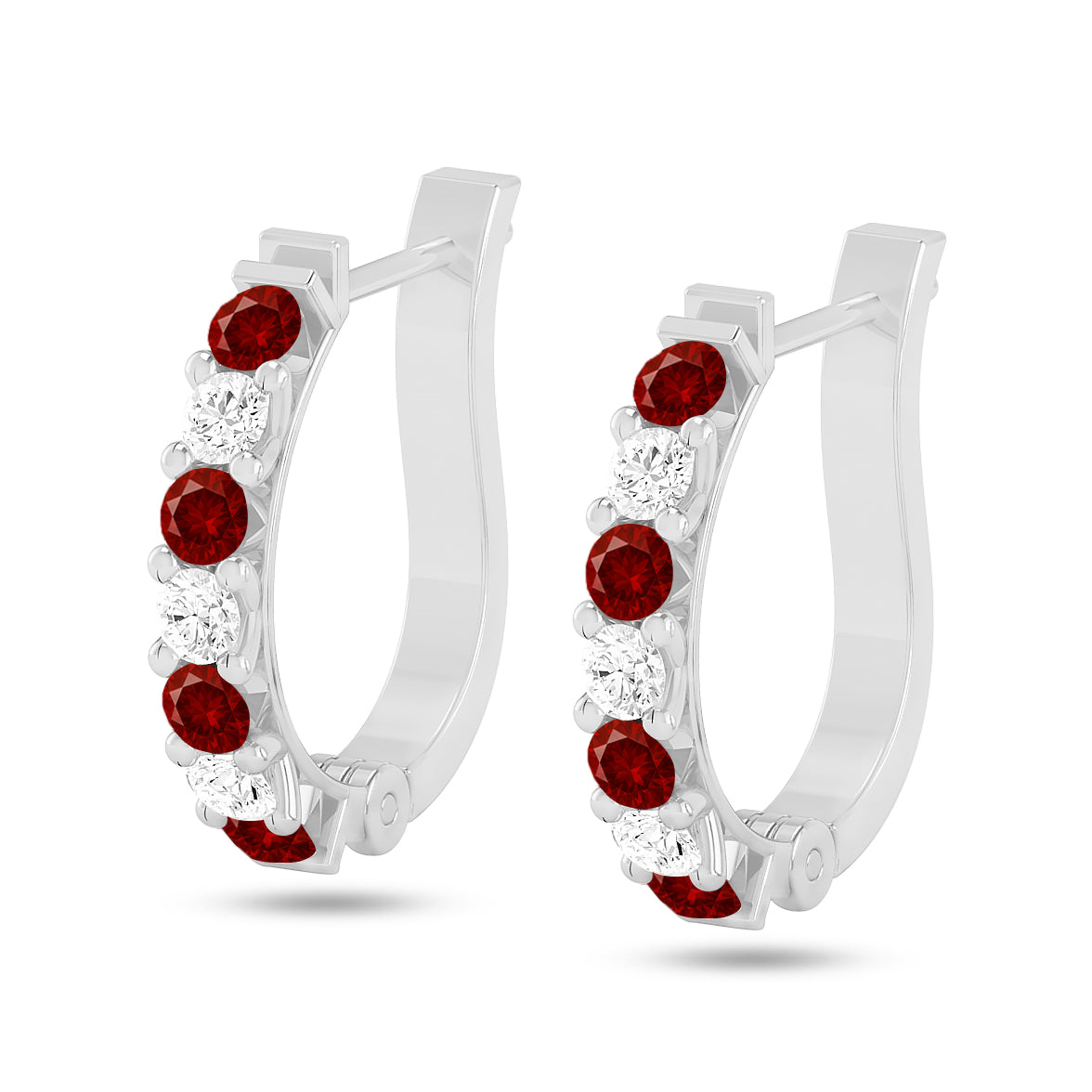 Inside-Outside Hoop Earrings | 925 Sterling Silver Birthstone Stud Earrings | Diamond Accent Gemstone Earrings | 15 Birthstone Options | Gift for Women