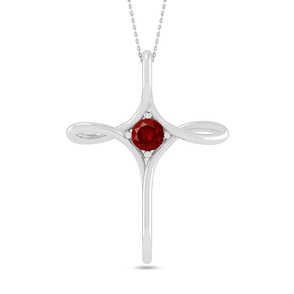 Infinity Cross Pendant | Sterling Silver Birthstone Necklace | Adjustable Chain | 15 Gemstone Choices | Personalized Gemstone Pendant