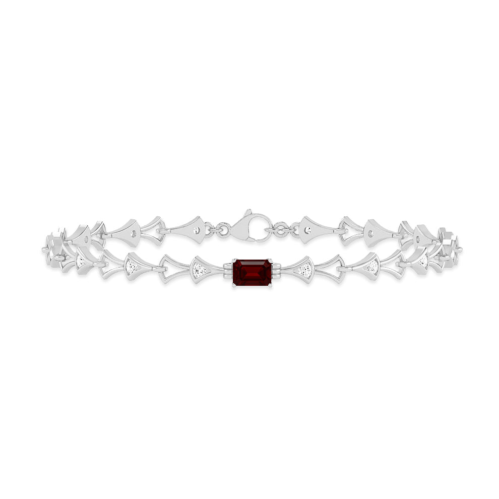 Art Deco Link Bracelet | Sterling Silver Birthstone Bracelet | Adjustable Chain | 15 Gemstone Choices | Personalized Gemstone Bracelet Floral Vine Bracelet Canter piece