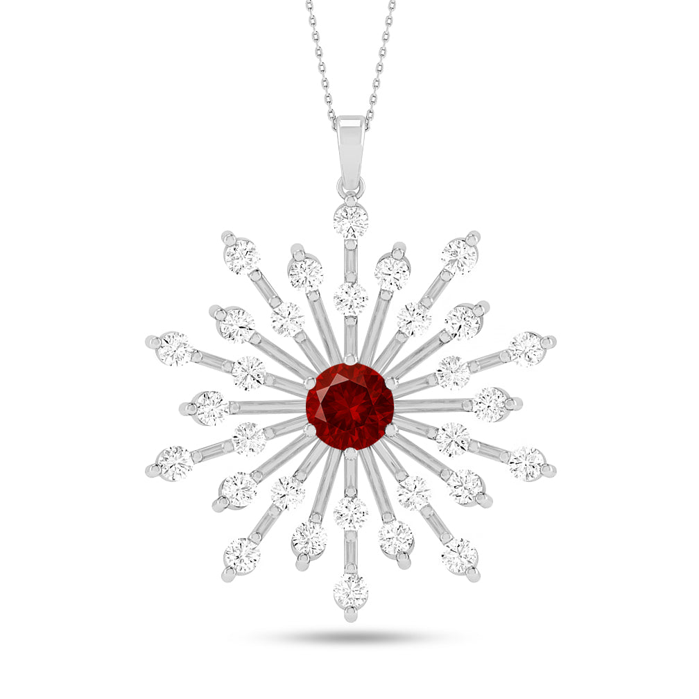 Starburst Pendant | Heart Knot Teardrop Pendant | Sterling Silver Birthstone Necklace | Diamond Accent | Adjustable Chain | 15 Gemstone Choices