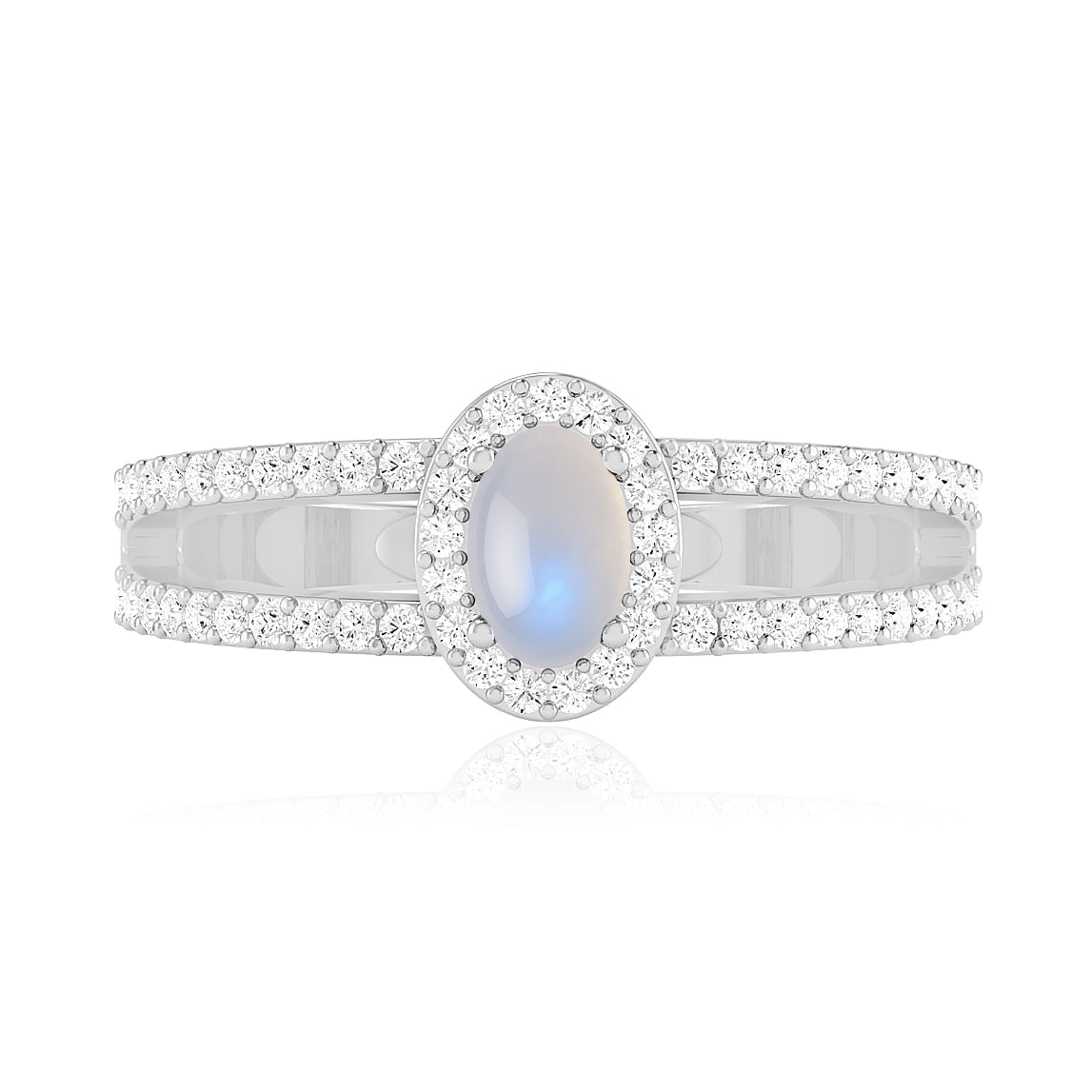 Halo Split Shank Ring | Sterling Silver Birthstone Ring | Genuine Gemstone & Diamond Studded Ring | Personalized Promise Ring | Gift for Her