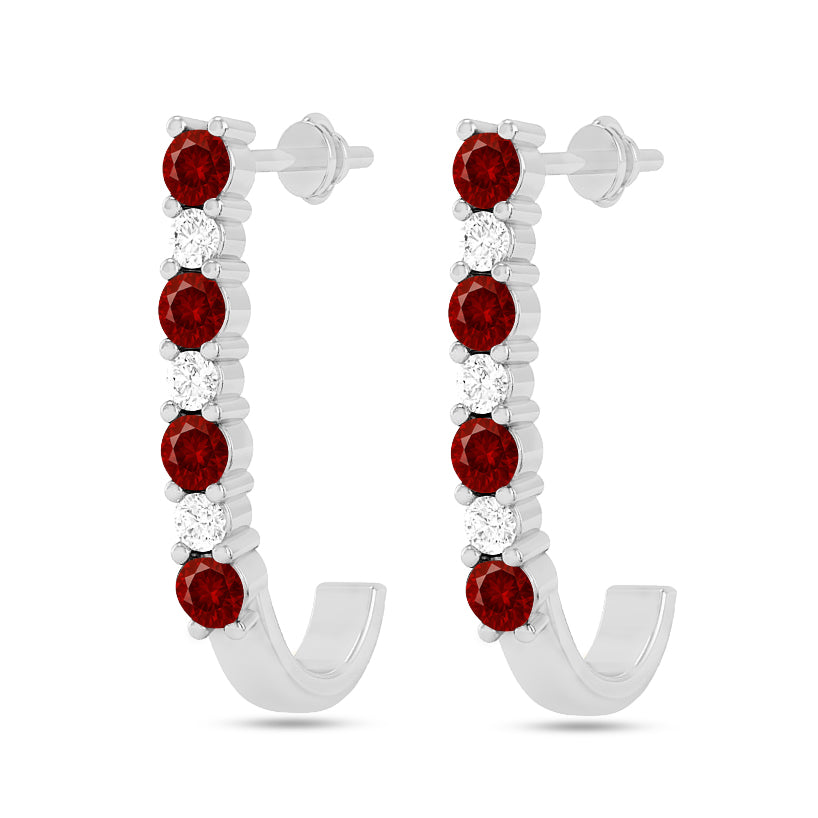 Bar Stud Earrings | 925 Sterling Silver Birthstone Stud Earrings | Diamond Accent Gemstone Earrings | 15 Birthstone Options | Gift for Women