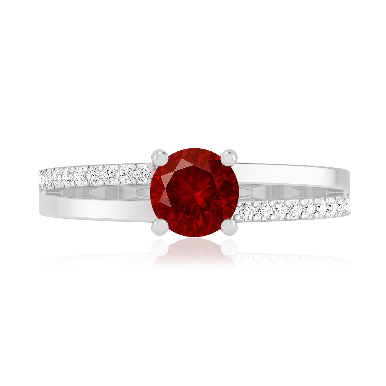 Split Shank Solitaire Ring | Sterling Silver Birthstone Ring | Genuine Gemstone & Diamond Studded Ring | Personalized Promise Ring | Gift for Her
