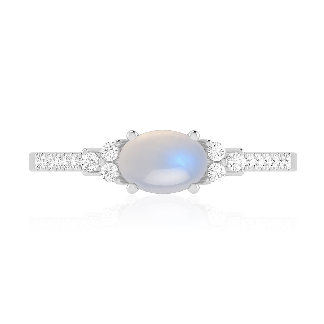 Bezel Set Three-Stone Ring | Sterling Silver Birthstone Ring | Genuine Gemstone & Diamond Studded Ring | Personalized Promise Ring | Gift for Her