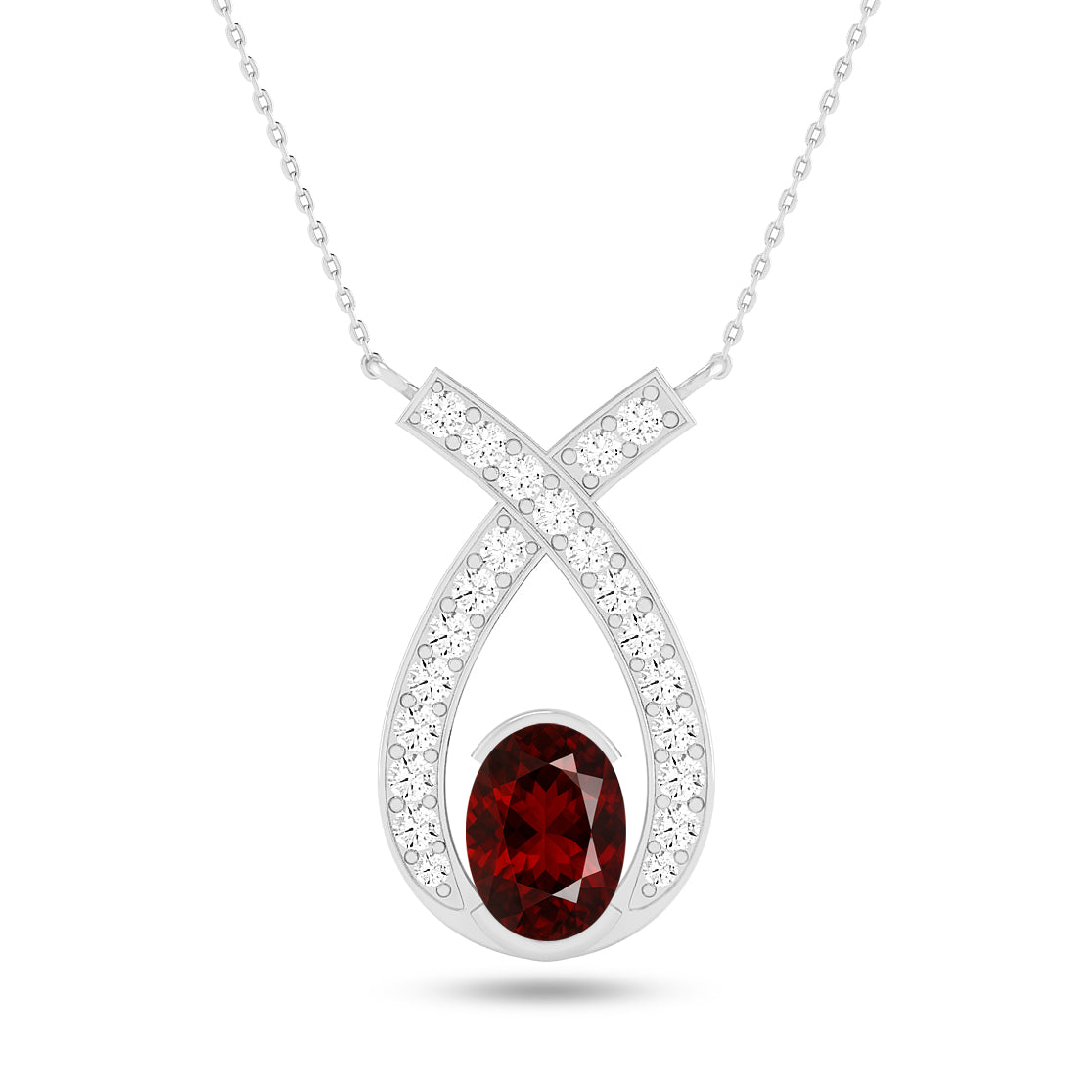 Teardrop Halo Pendant | Starburst Pendant | Heart Knot Teardrop Pendant | Sterling Silver Birthstone Necklace | Diamond Accent | Adjustable Chain | 15 Gemstone Choices
