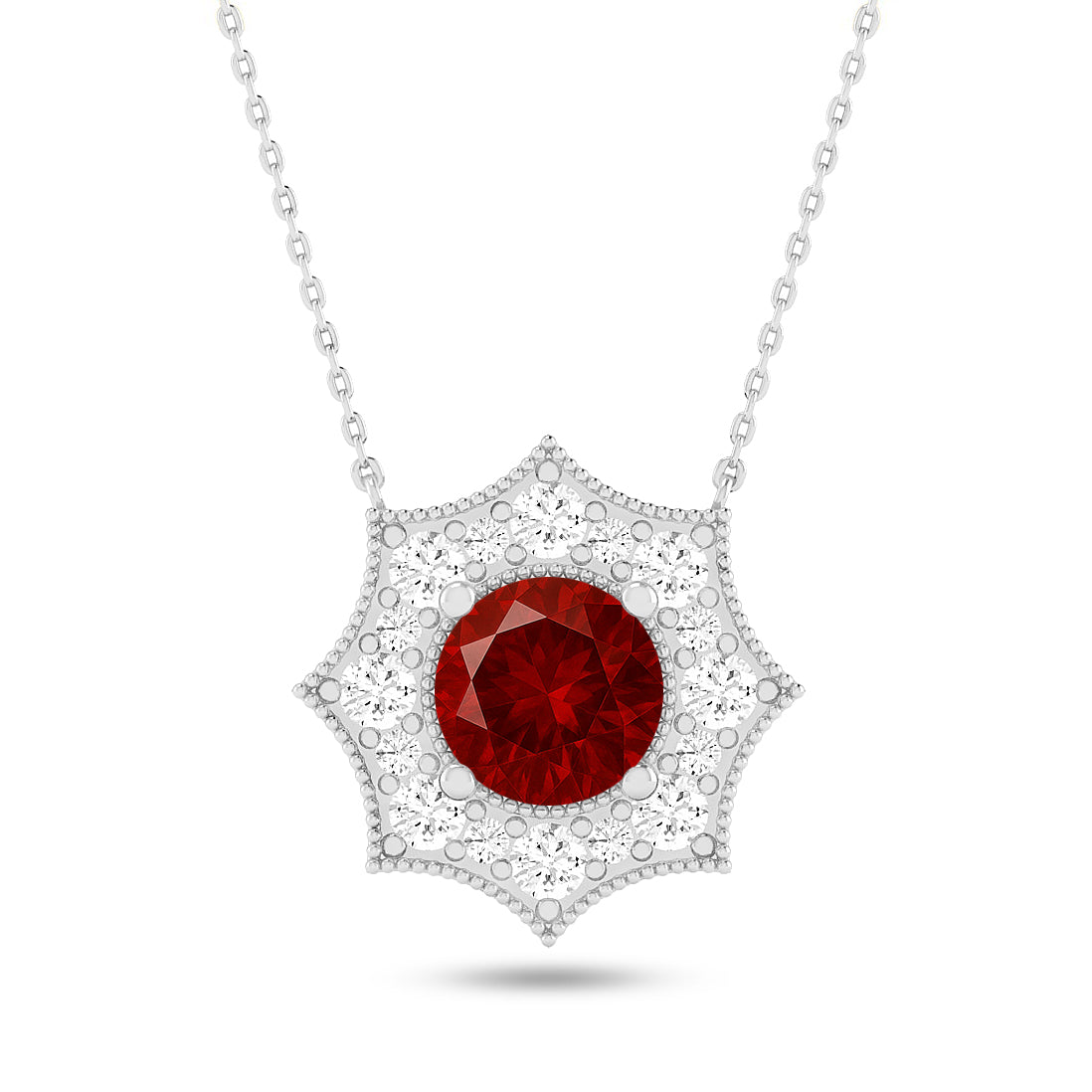 Snowflake Halo Pendant | Starburst Pendant | Heart Knot Teardrop Pendant | Sterling Silver Birthstone Necklace | Diamond Accent | Adjustable Chain | 15 Gemstone Choices