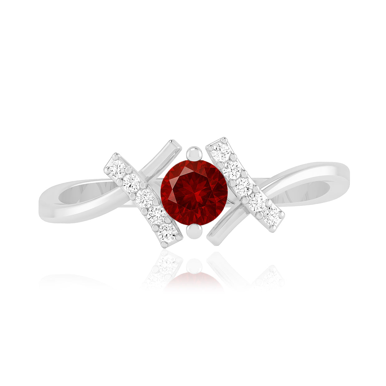 Modern Bypass Solitaire Ring | Sterling Silver Birthstone Ring | Genuine Gemstone & Diamond Studded Ring | Personalized Promise Ring | Gift for Her