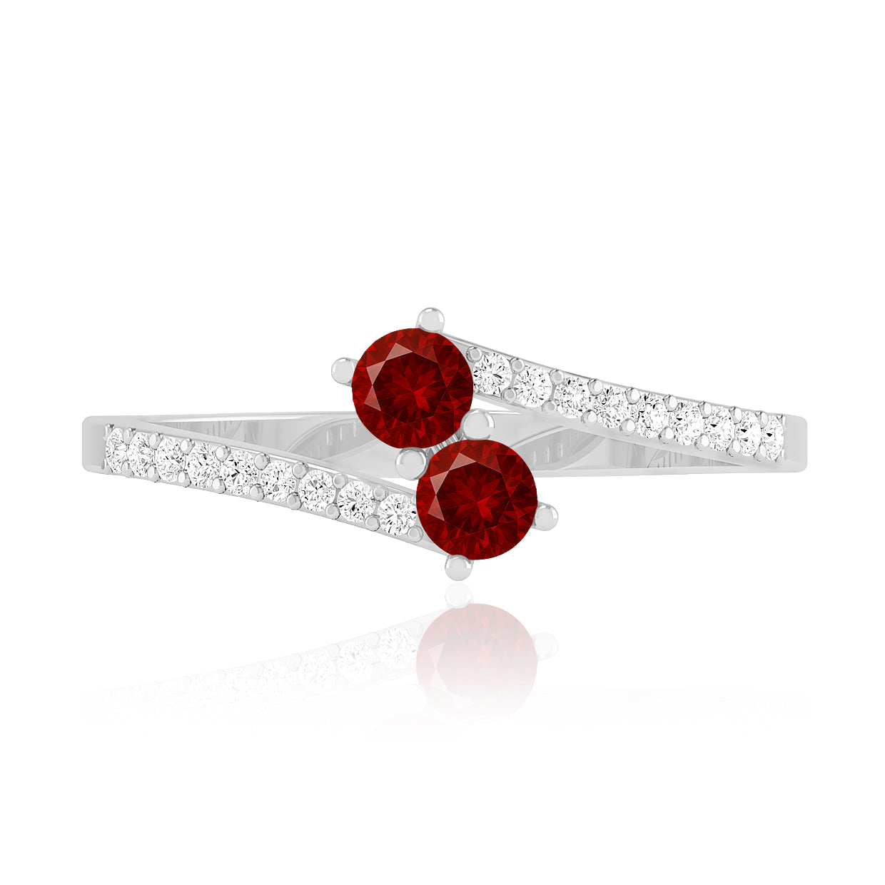 Toi et Moi Ring | Sterling Silver Birthstone Ring | Genuine Gemstone & Diamond Studded Ring | Personalized Promise Ring | Gift for Her