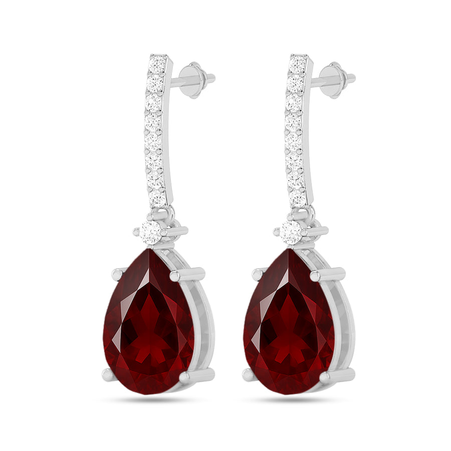 Bar Drop Earrings | 925 Sterling Silver Birthstone Stud Earrings | Diamond Accent Gemstone Earrings | 15 Birthstone Options | Gift for Women