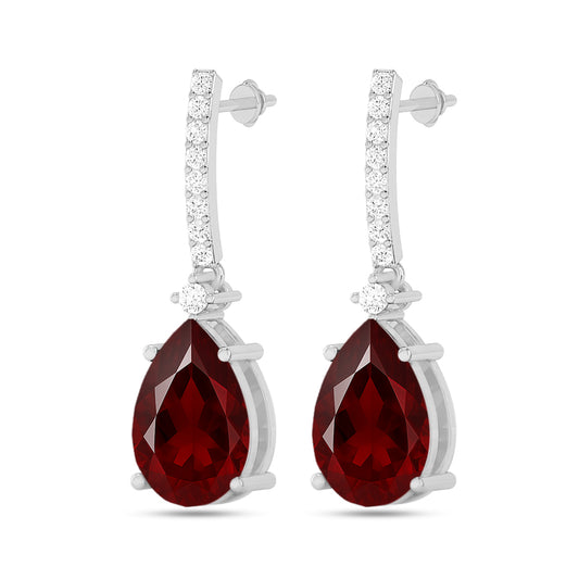 Bar Drop Earrings | 925 Sterling Silver Birthstone Stud Earrings | Diamond Accent Gemstone Earrings | 15 Birthstone Options | Gift for Women