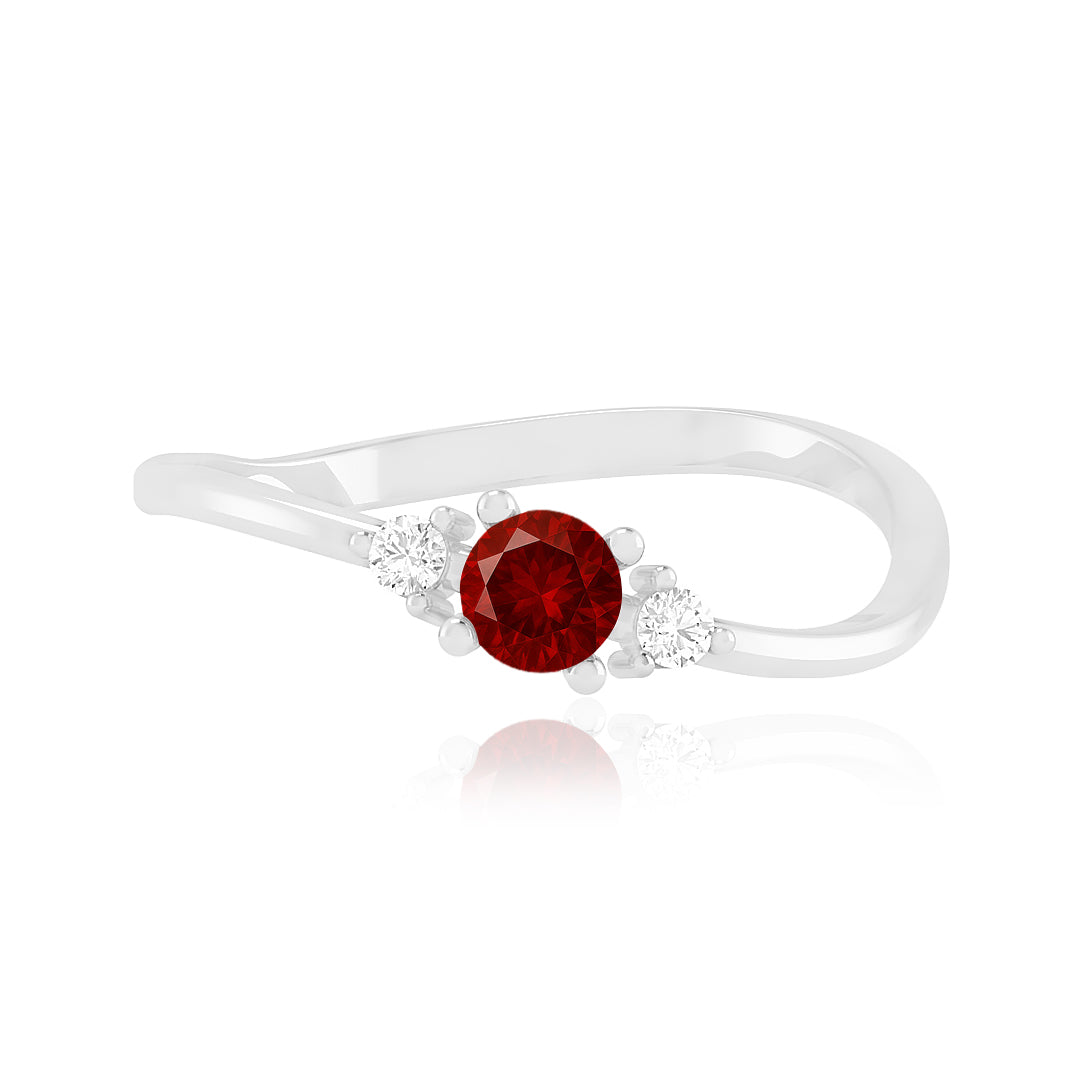 Three Stone Solitaire Ring | Sterling Silver Birthstone Ring | Genuine Gemstone & Diamond Studded Ring | Personalized Promise Ring | Gift for Her