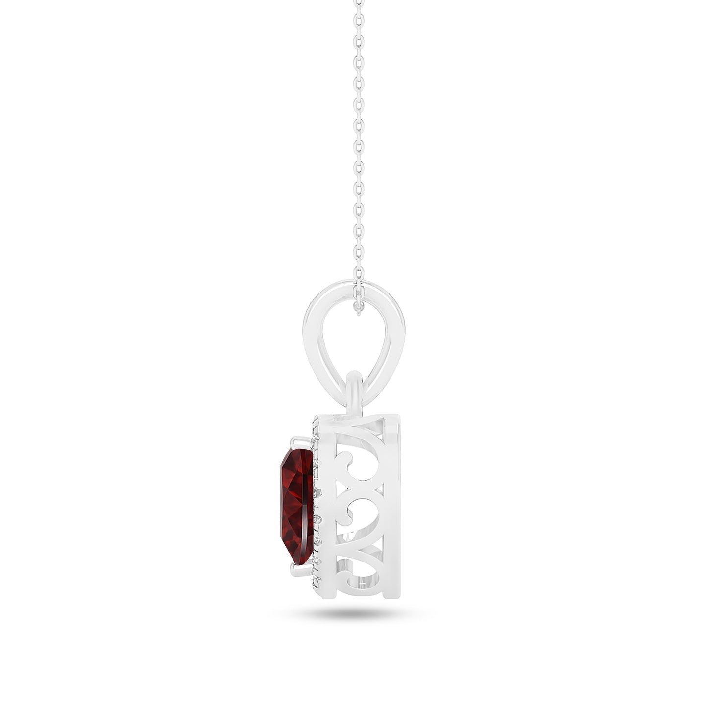 Heart Halo Pendant | Sterling Silver Birthstone Necklace | Diamond Accent | Adjustable Chain | 15 Gemstone Choices