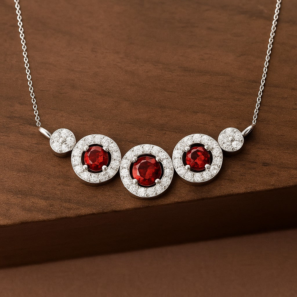 Journey Circle Necklace | Starburst Pendant | Heart Knot Teardrop Pendant | Sterling Silver Birthstone Necklace | Diamond Accent | Adjustable Chain | 15 Gemstone Choices