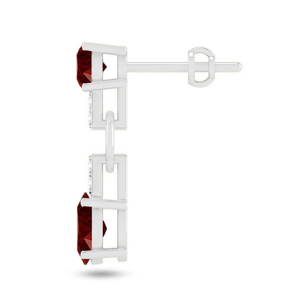 Link Drop Dangle Earrings | 925 Sterling Silver Birthstone Stud Earrings | Diamond Accent Gemstone Earrings | 15 Birthstone Options | Gift for Women