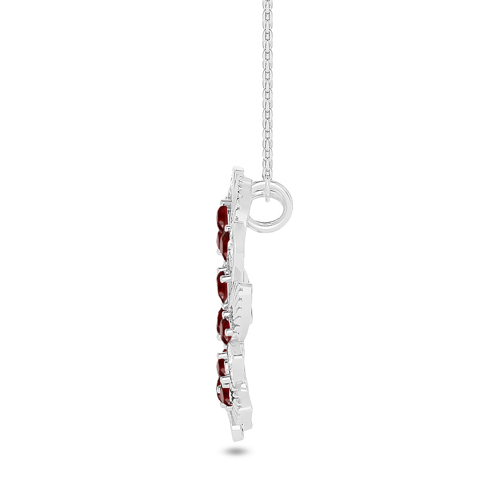 Floral Wreath Pendant | Starburst Pendant | Heart Knot Teardrop Pendant | Sterling Silver Birthstone Necklace | Diamond Accent | Adjustable Chain | 15 Gemstone Choices