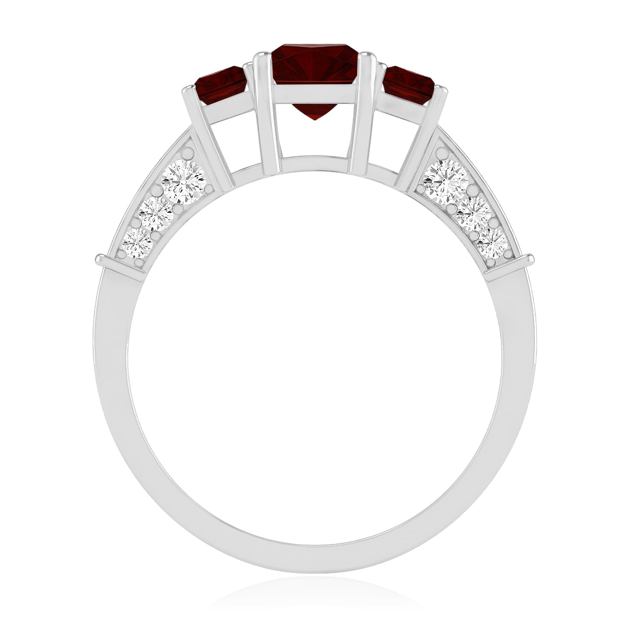 Princess Cut Three-Stone Ring | Sterling Silver Birthstone Ring | Genuine Gemstone & Diamond Studded Ring | Personalized Promise Ring | Gift for Her