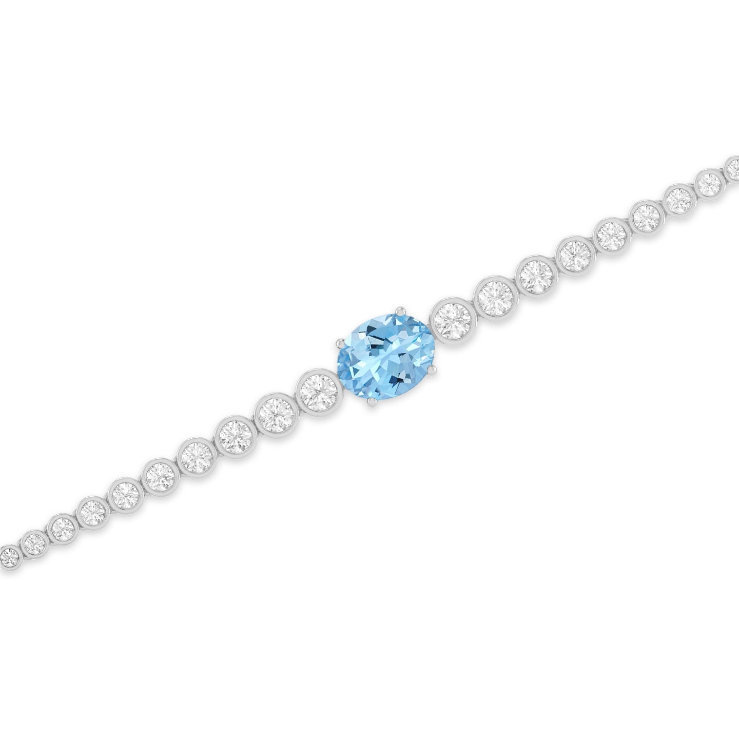 Center Stone Tennis Bracelet | Sterling Silver Birthstone Bracelet | Adjustable Chain | 15 Gemstone Choices | Personalized Gemstone Bracelet