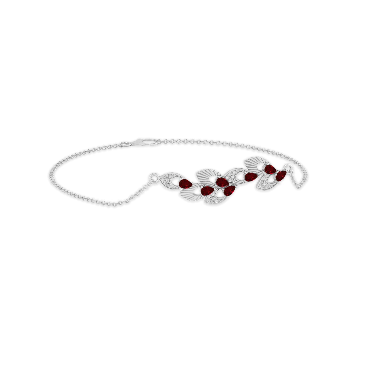 Floral Vine Bracelet Centerpiece | Sterling Silver Birthstone Bracelet | Adjustable Chain | 15 Gemstone Choices | Personalized Gemstone Bracelet Floral Vine Bracelet Canter piece