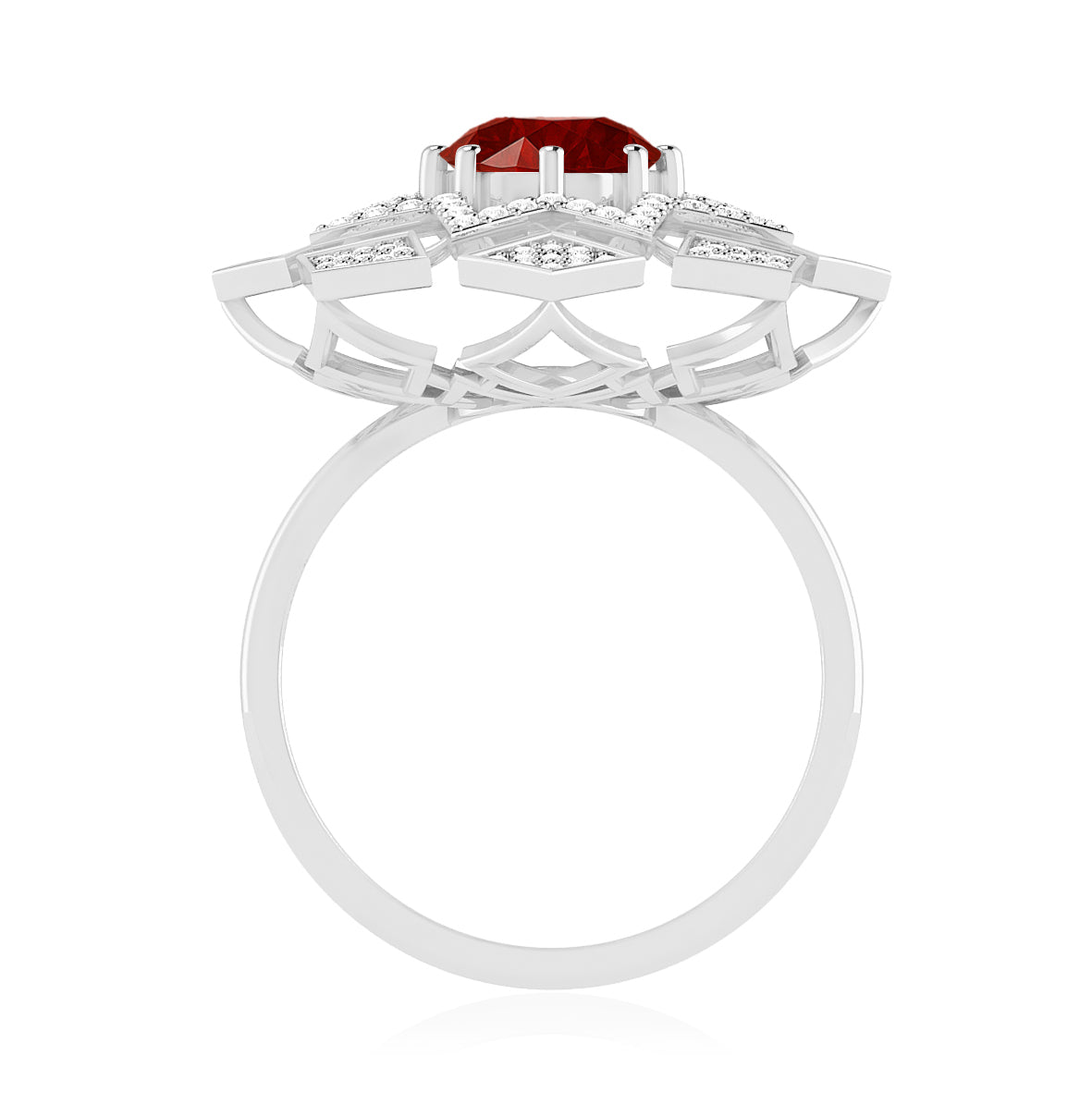 Geometric Statement Ring | Sterling Silver Birthstone Ring | Genuine Gemstone & Diamond Studded Ring | Personalized Promise Ring | Gift for Her