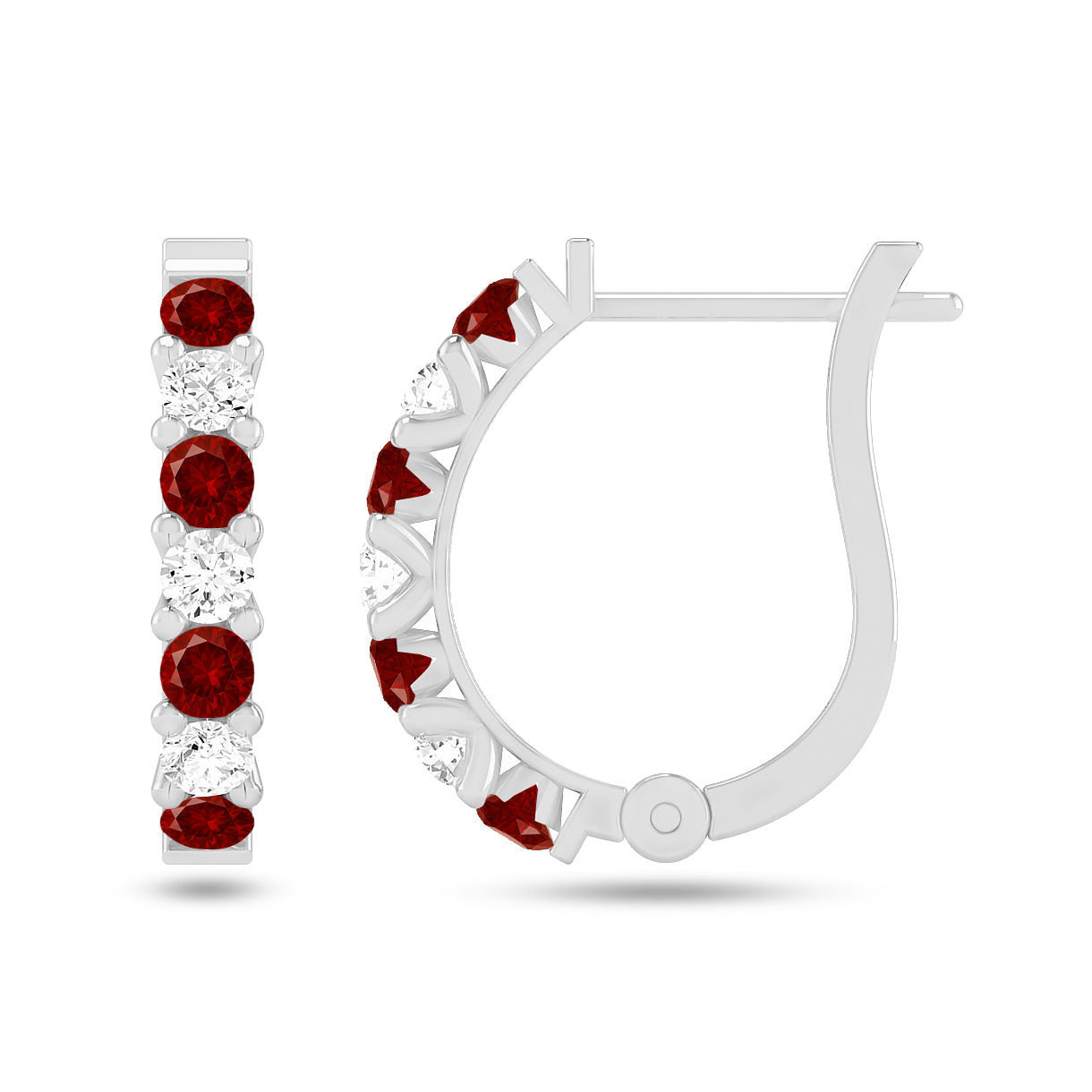 Inside-Outside Hoop Earrings | 925 Sterling Silver Birthstone Stud Earrings | Diamond Accent Gemstone Earrings | 15 Birthstone Options | Gift for Women