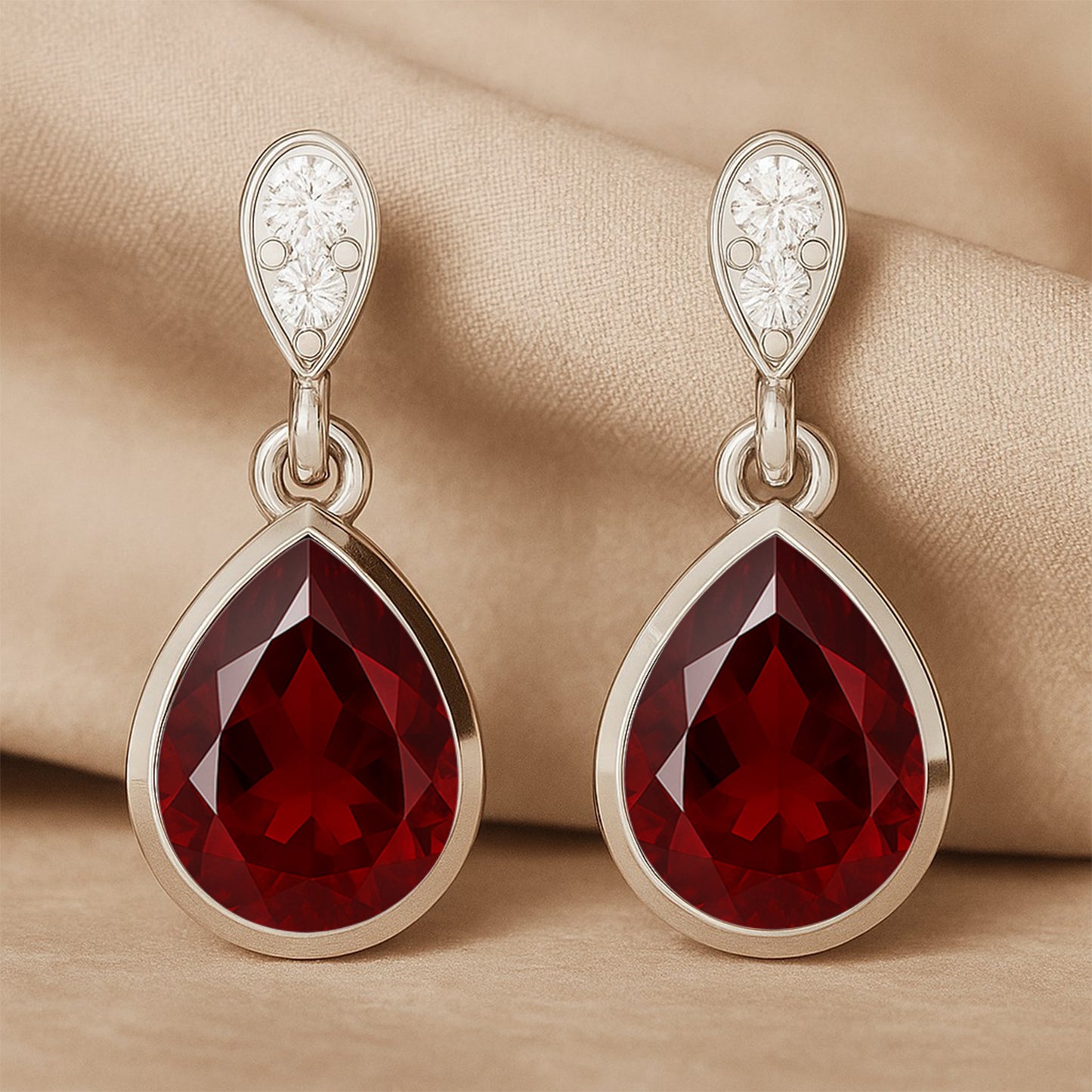 Pear Solitaire Drop Earrings | 925 Sterling Silver Birthstone Stud Earrings | Diamond Accent Gemstone Earrings | 15 Birthstone Options | Gift for Women