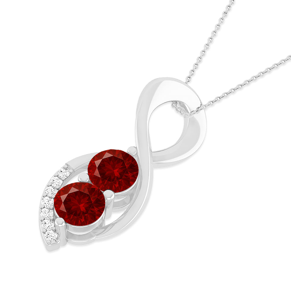 Infinity Twist Pendant | Starburst Pendant | Heart Knot Teardrop Pendant | Sterling Silver Birthstone Necklace | Diamond Accent | Adjustable Chain | 15 Gemstone Choices