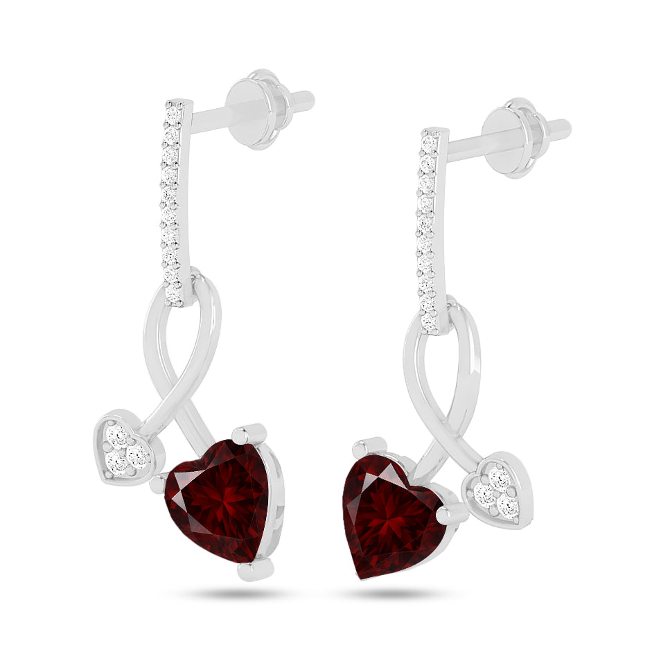 Infinity Heart Drop Earrings | 925 Sterling Silver Birthstone Stud Earrings | Diamond Accent Gemstone Earrings | 15 Birthstone Options | Gift for Women