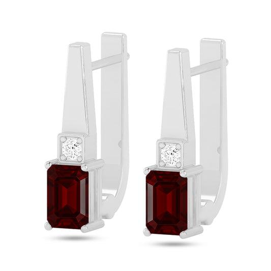 Lever back Drop Earrings | 925 Sterling Silver Birthstone Stud Earrings | Diamond Accent Gemstone Earrings | 15 Birthstone Options | Gift for Women