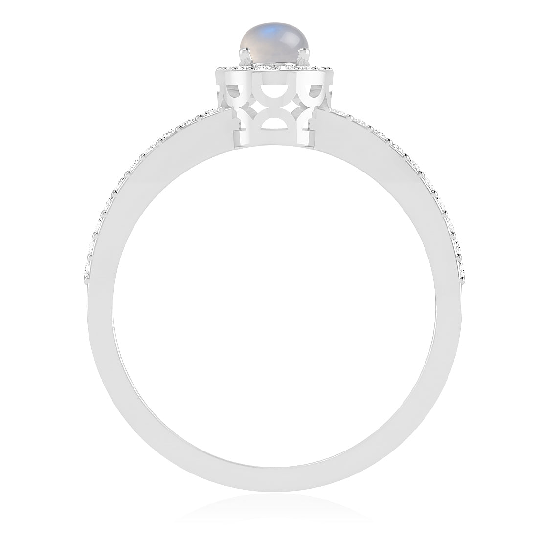 Halo Split Shank Ring | Sterling Silver Birthstone Ring | Genuine Gemstone & Diamond Studded Ring | Personalized Promise Ring | Gift for Her