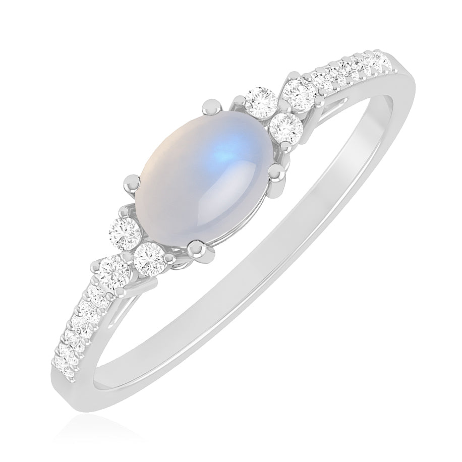 Bezel Set Three-Stone Ring | Sterling Silver Birthstone Ring | Genuine Gemstone & Diamond Studded Ring | Personalized Promise Ring | Gift for Her