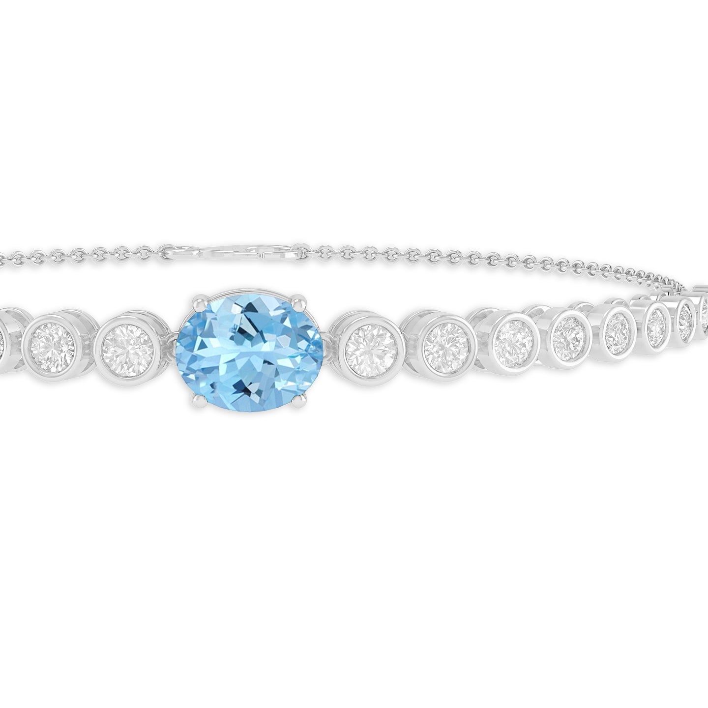 Center Stone Tennis Bracelet | Sterling Silver Birthstone Bracelet | Adjustable Chain | 15 Gemstone Choices | Personalized Gemstone Bracelet
