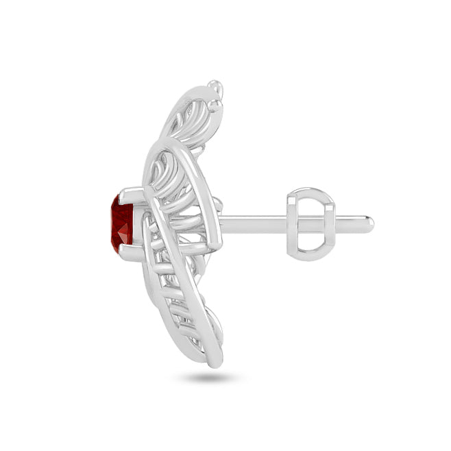 Spiral Floral Stud Earrings | 925 Sterling Silver Birthstone Stud Earrings | Diamond Accent Gemstone Earrings | 15 Birthstone Options | Gift for Women