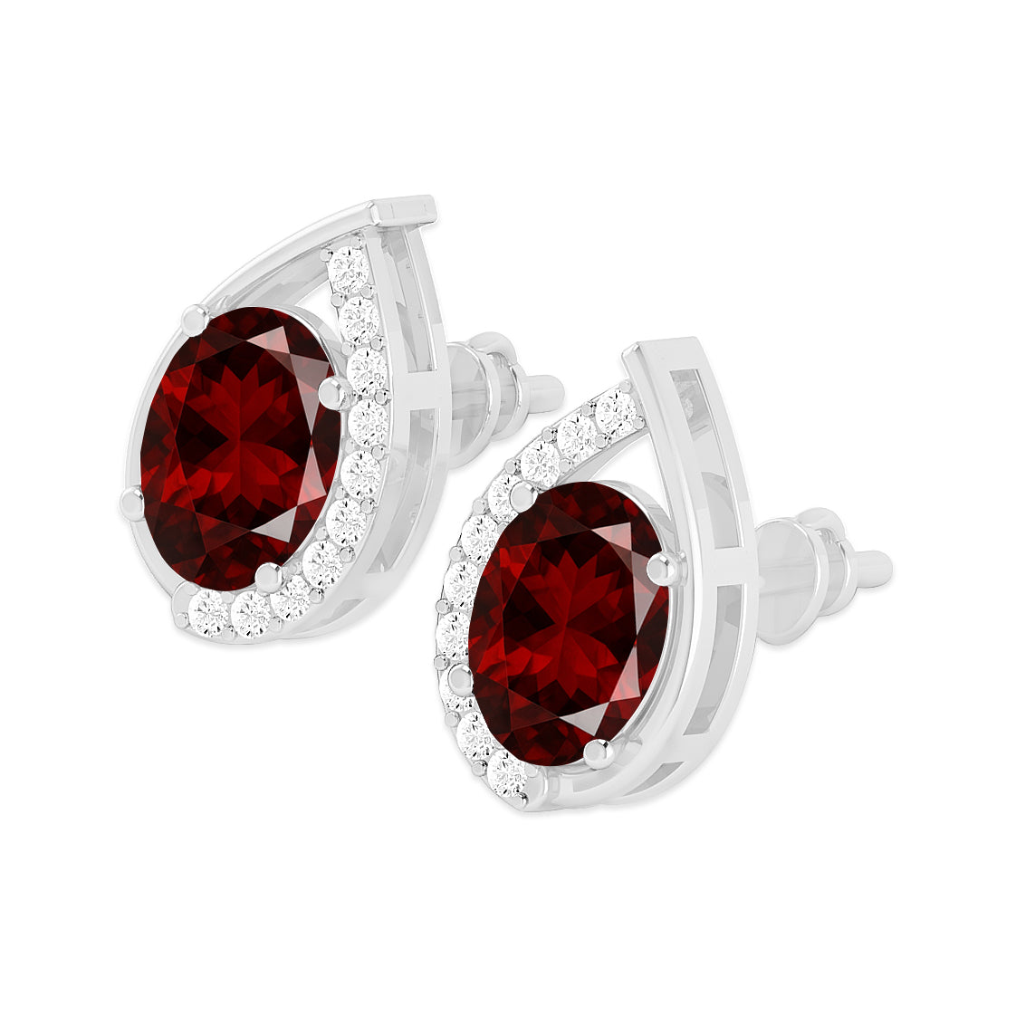 Pear Halo Stud Earrings | 925 Sterling Silver Birthstone Stud Earrings | Diamond Accent Gemstone Earrings | 15 Birthstone Options | Gift for Women (Copy)
