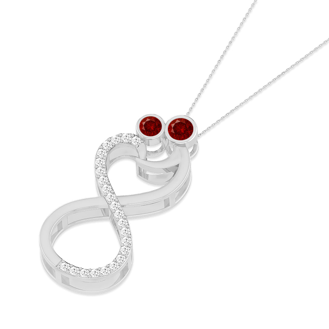 Couple Heart Infinity Pendant | Starburst Pendant | Heart Knot Teardrop Pendant | Sterling Silver Birthstone Necklace | Diamond Accent | Adjustable Chain | 15 Gemstone Choices