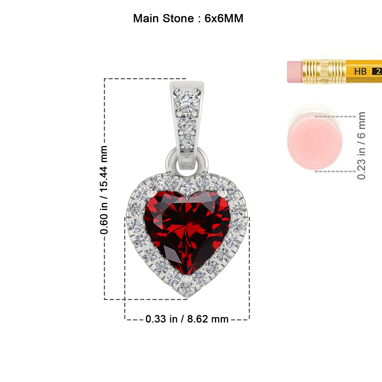 Heart Halo Pendant | Sterling Silver Birthstone Necklace | Diamond Accent | Adjustable Chain | 15 Gemstone Choices
