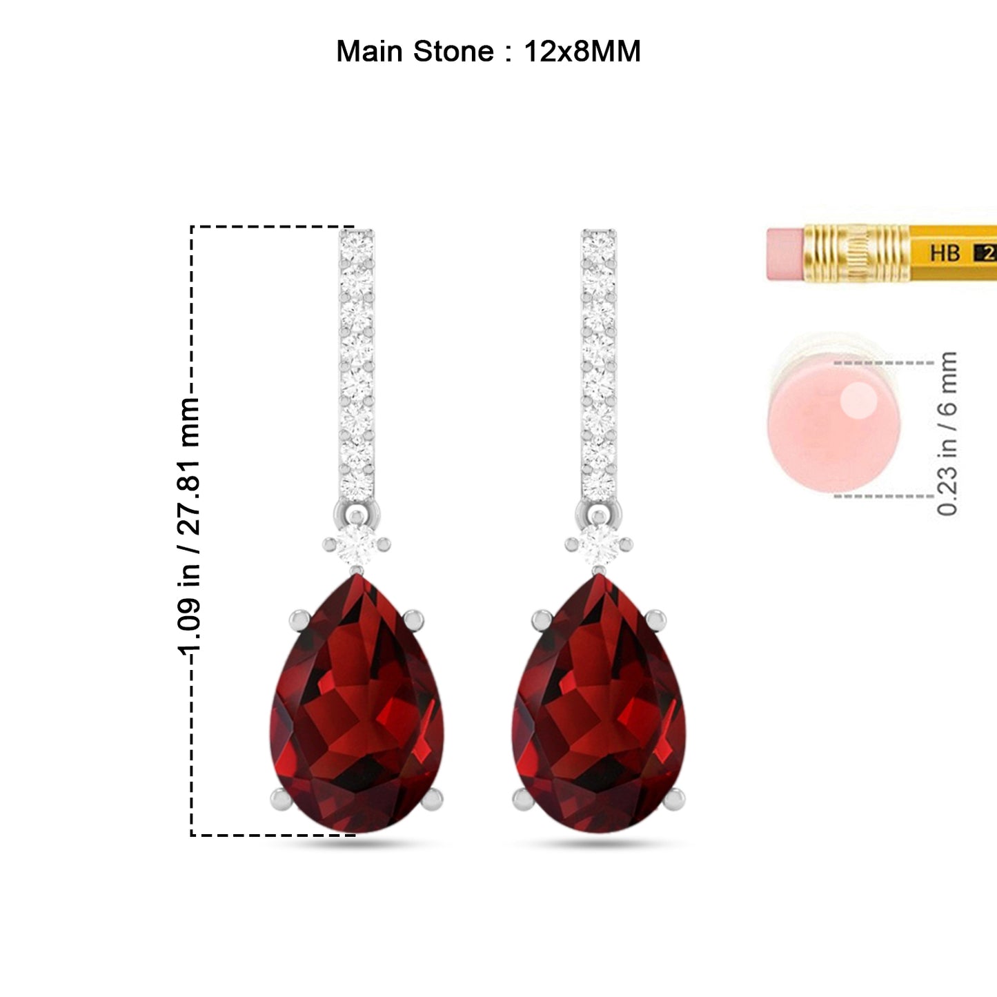 Bar Drop Earrings | 925 Sterling Silver Birthstone Stud Earrings | Diamond Accent Gemstone Earrings | 15 Birthstone Options | Gift for Women