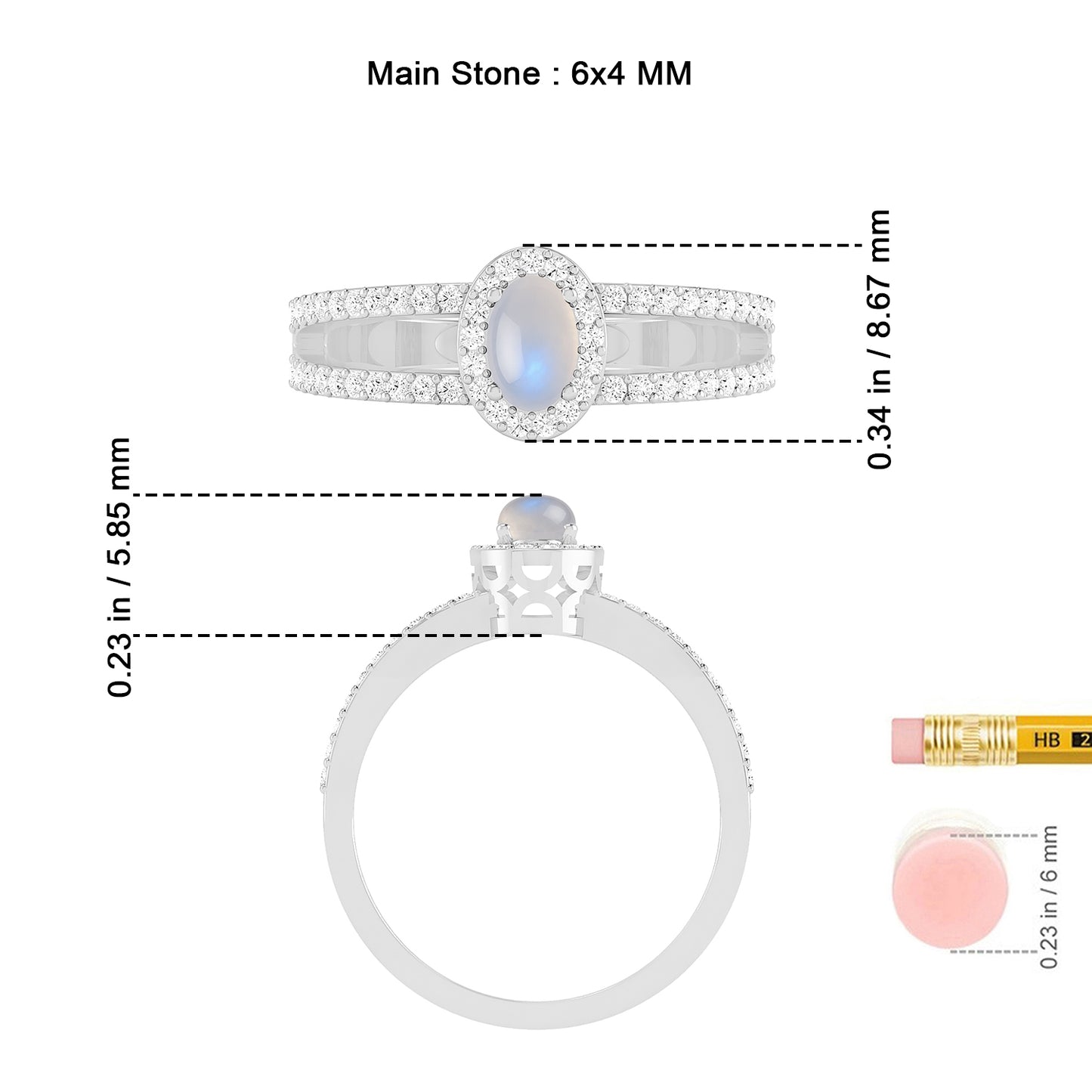 Halo Split Shank Ring | Sterling Silver Birthstone Ring | Genuine Gemstone & Diamond Studded Ring | Personalized Promise Ring | Gift for Her
