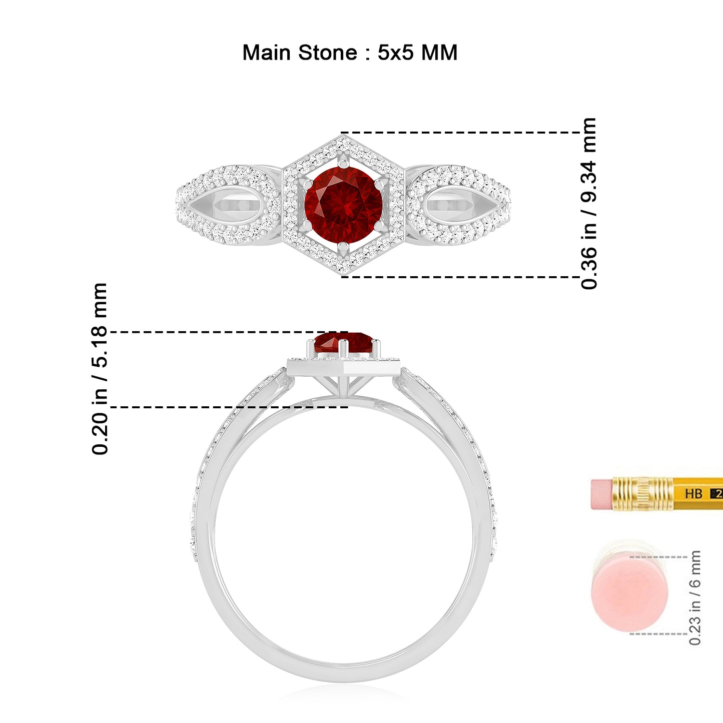 Hexagon Halo Solitaire Ring | Sterling Silver Birthstone Ring | Genuine Gemstone & Diamond Studded Ring | Personalized Promise Ring | Gift for Her