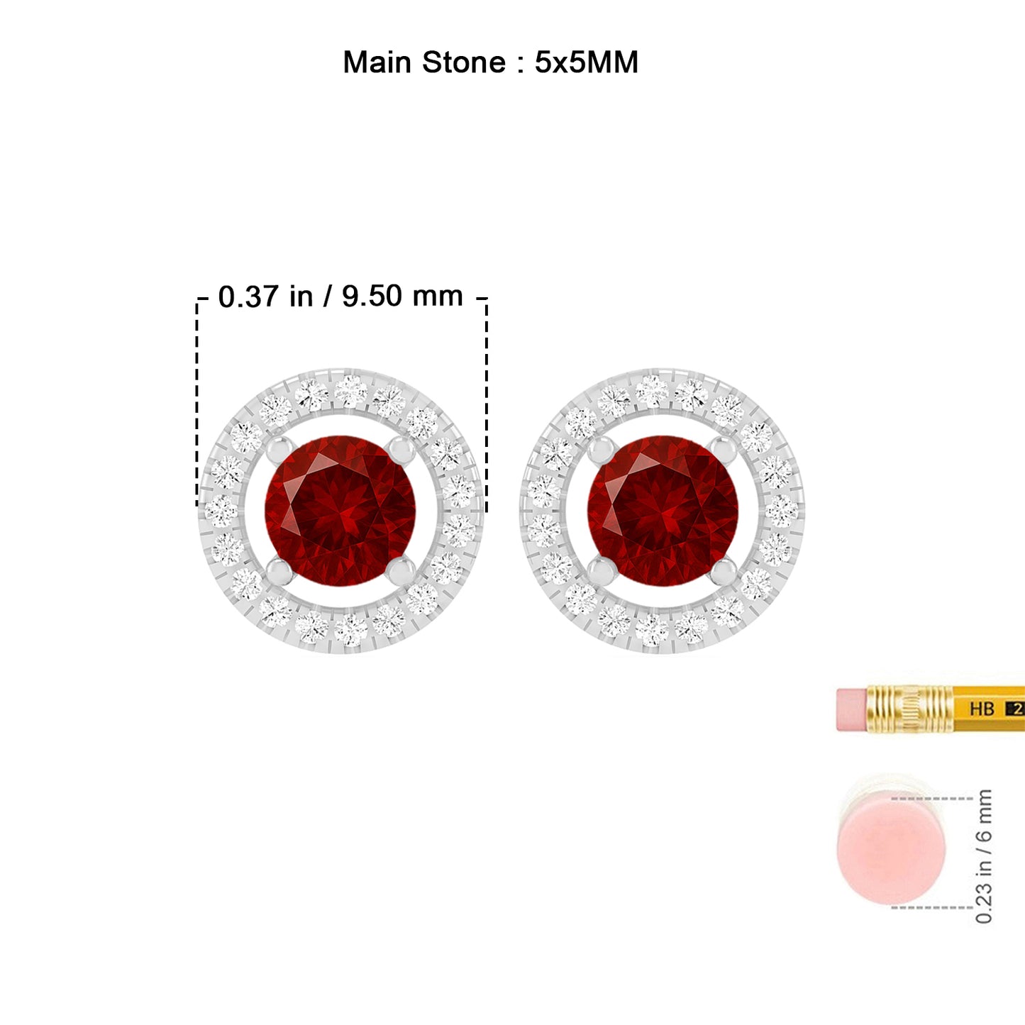 Round Halo Stud Earrings | 925 Sterling Silver Birthstone Stud Earrings | Diamond Accent Gemstone Earrings | 15 Birthstone Options | Gift for Women