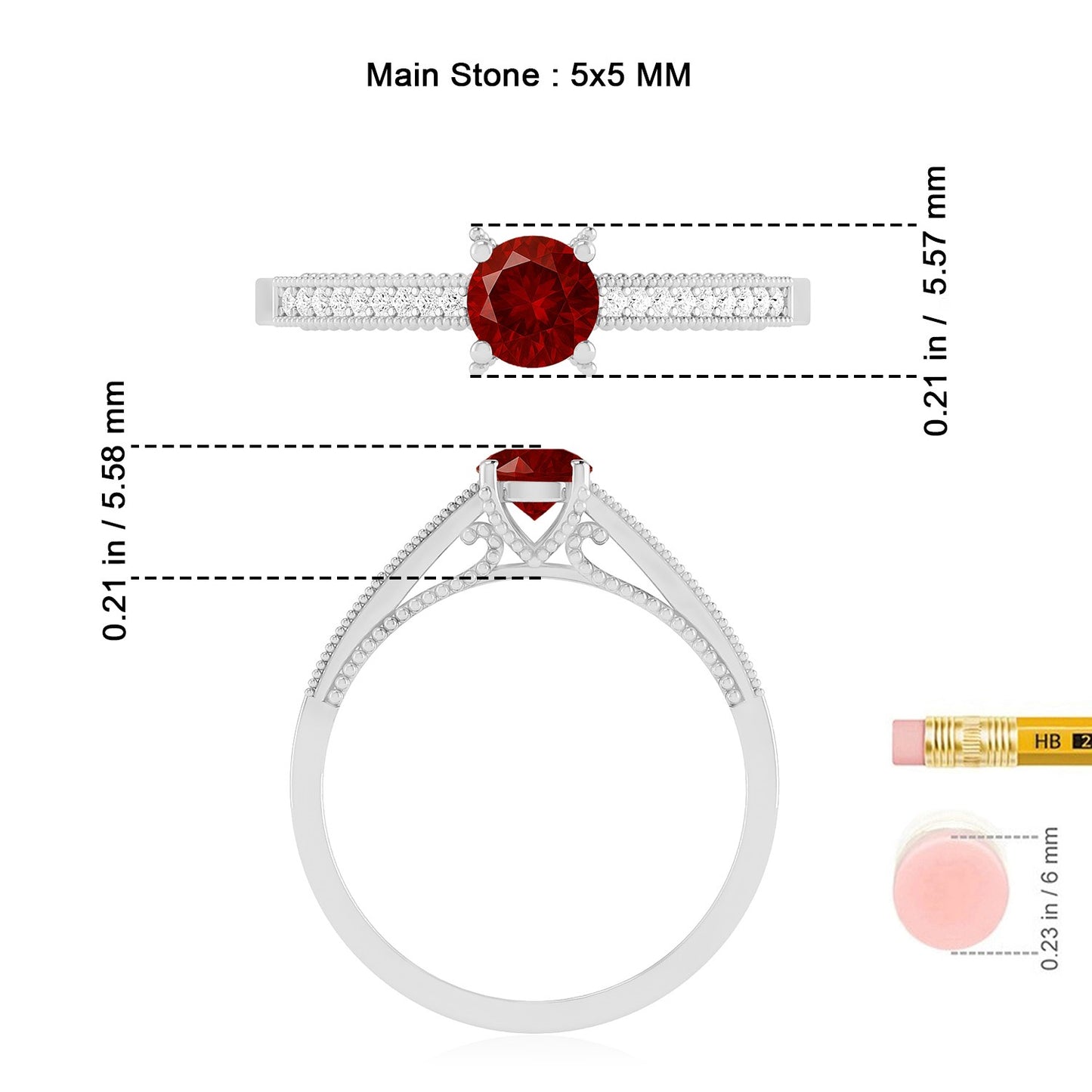 Milgrain Solitaire Ring | Sterling Silver Birthstone Ring | Genuine Gemstone & Diamond Studded Ring | Personalized Promise Ring | Gift for Her