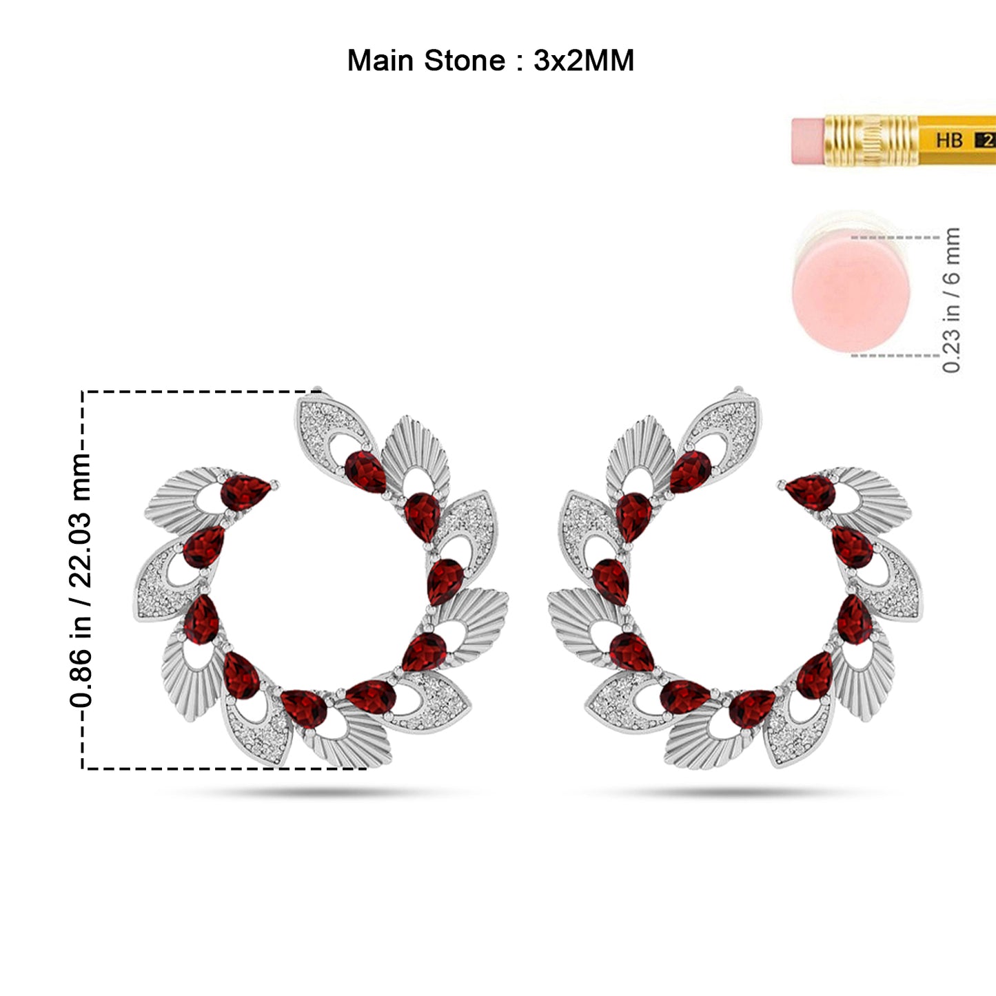 Floral Wreath Hoop Earrings | 925 Sterling Silver Birthstone Stud Earrings | Diamond Accent Gemstone Earrings | 15 Birthstone Options | Gift for Women