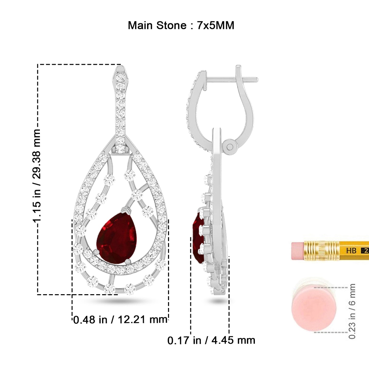 Double Teardrop Halo Drop Earrings | 925 Sterling Silver Birthstone Stud Earrings | Diamond Accent Gemstone Earrings | 15 Birthstone Options | Gift for Women
