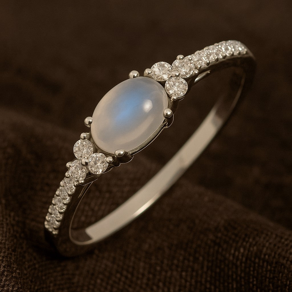 Bezel Set Three-Stone Ring | Sterling Silver Birthstone Ring | Genuine Gemstone & Diamond Studded Ring | Personalized Promise Ring | Gift for Her