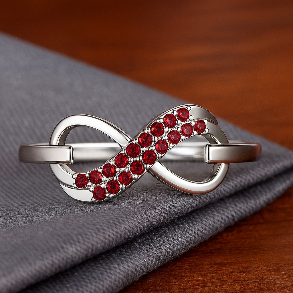 Paperclip Link Ring | Sterling Silver Birthstone Ring | Genuine Gemstone & Diamond Studded Ring | Personalized Promise Ring | Gift for Her