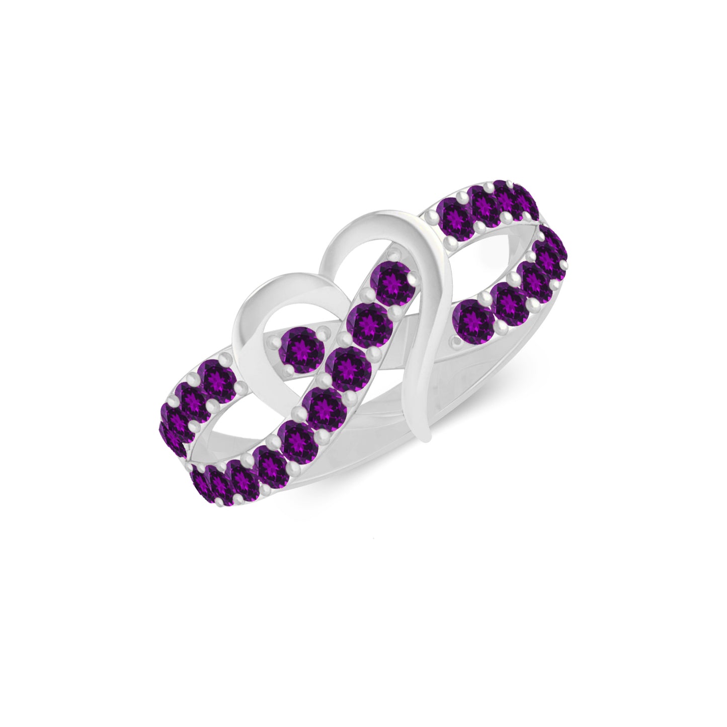 Heart Infinity Ring | Sterling Silver Birthstone Ring | Genuine Gemstone & Diamond Studded Ring | Personalized Promise Ring | Gift for Her