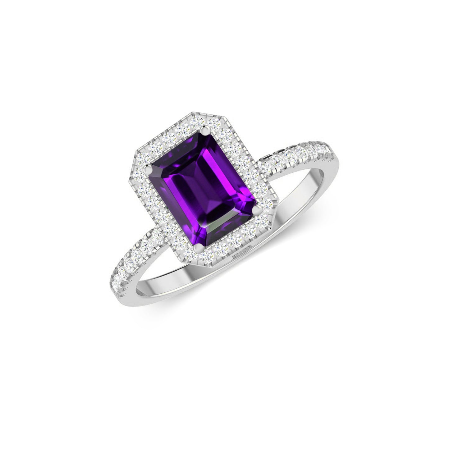 Halo Solitaire Ring | Sterling Silver Birthstone Ring | Genuine Gemstone Studded Ring | Personalized Promise Ring | Gift for Her