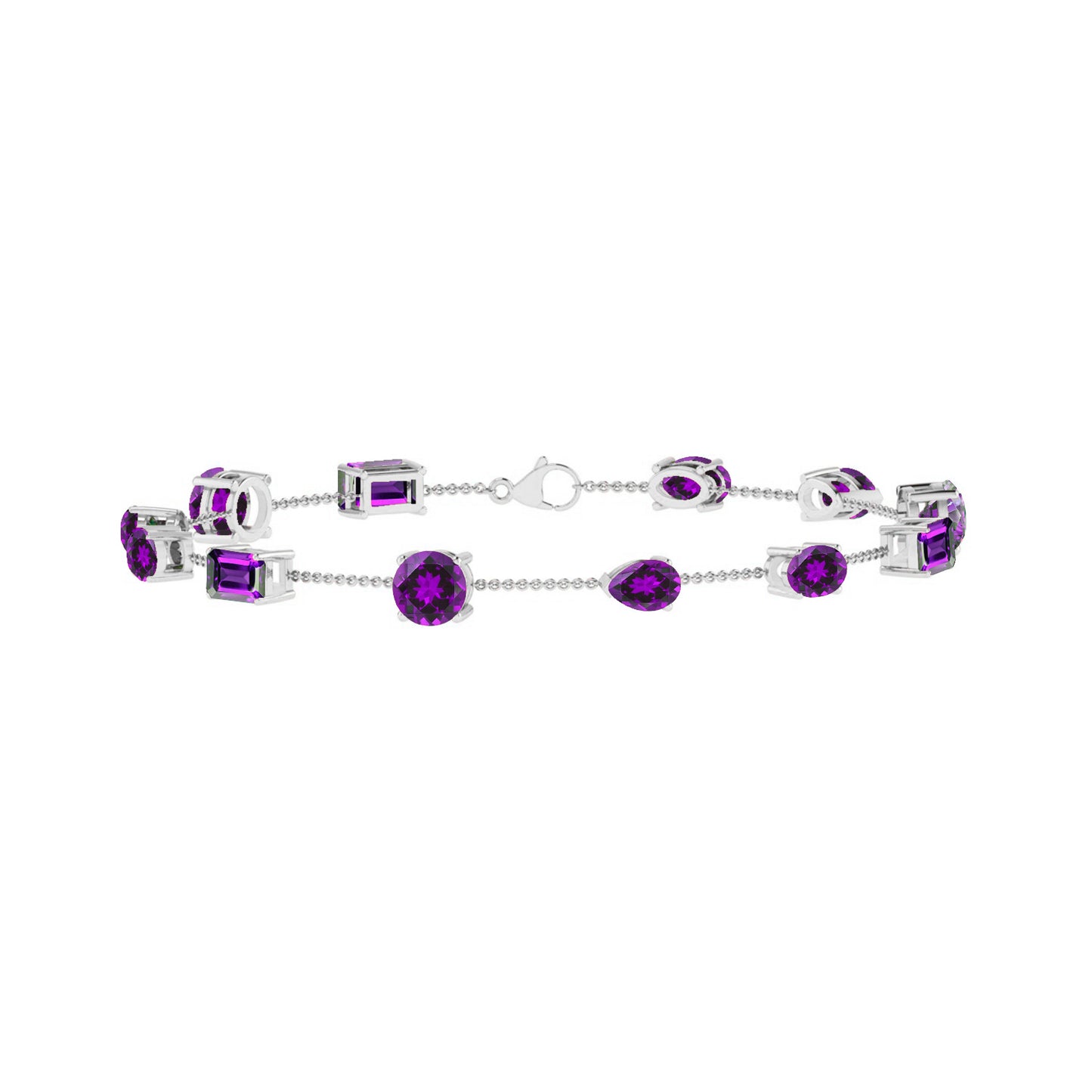 Multi Shape Station Bracelet | Sterling Silver Birthstone Bracelet | Adjustable Chain | 15 Gemstone Choices | Personalized Gemstone Bracelet